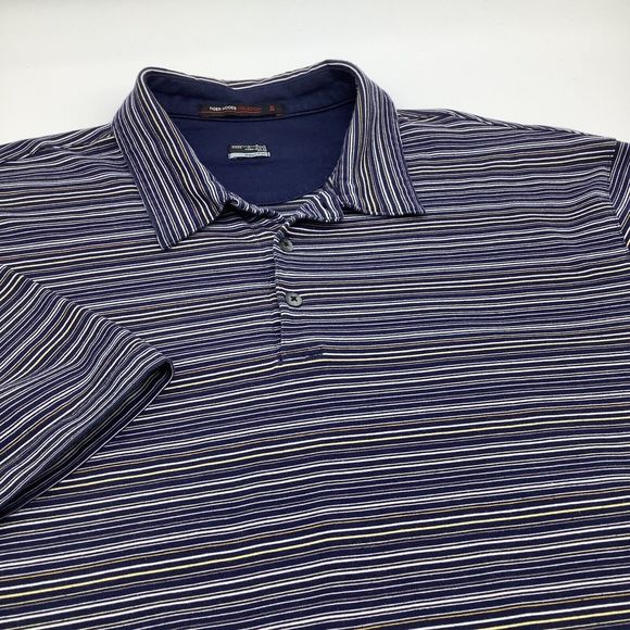 Nike Tiger Woods Mens‎ Short Sleeve Dri Fit Golf Polo Striped Size Large - Picture 1 of 7